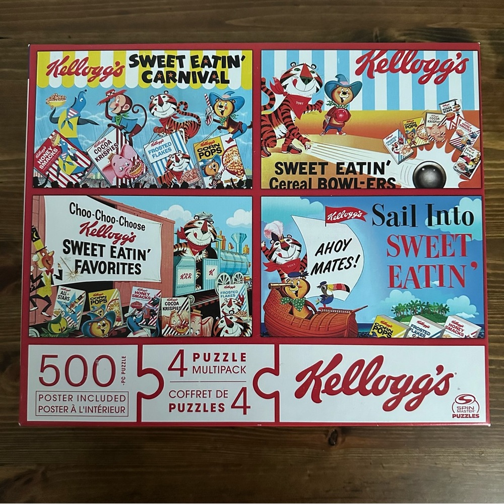 Complete 4 Pack Kelloggs Vintage Poster Puzzles - 500 Pieces Each